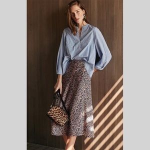 J. Crew 365 Leopard Bias Slip pull on skirt new with tags large